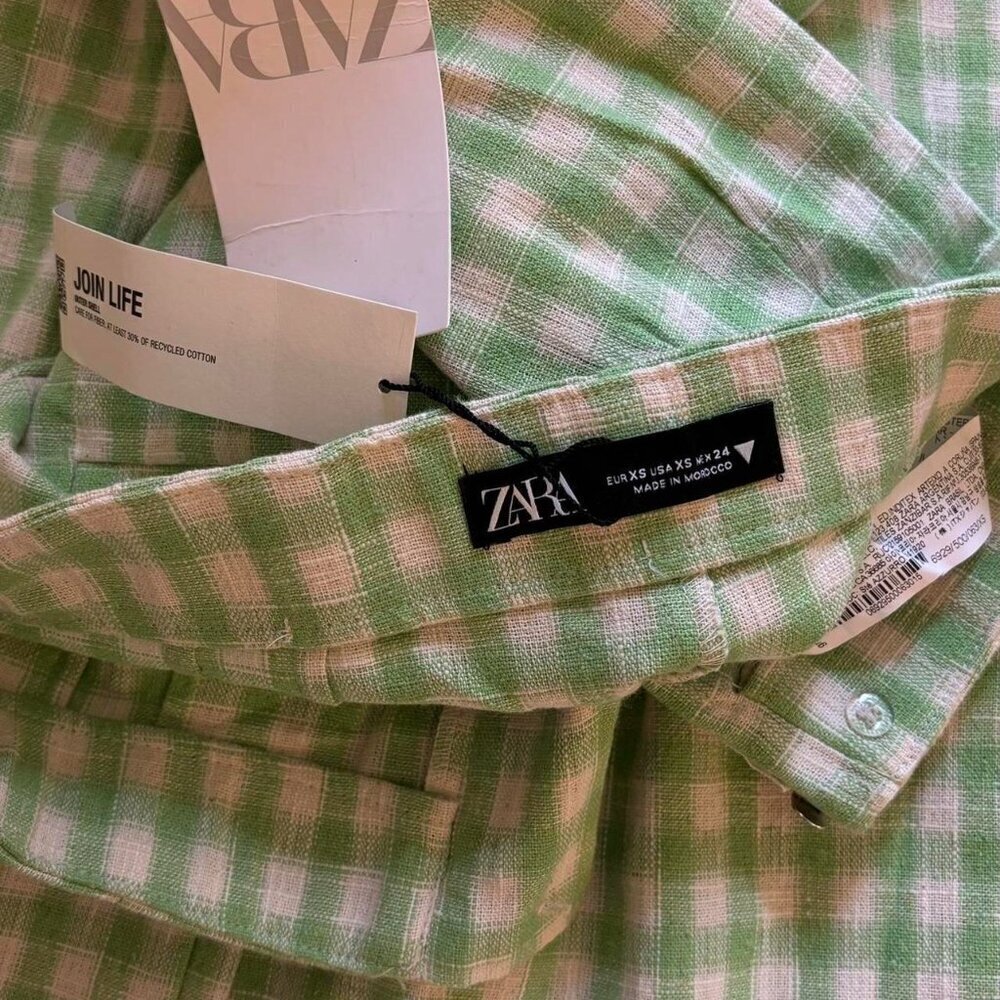 Zara Women's Green and White Trousers SIZE XS 6929/500/063